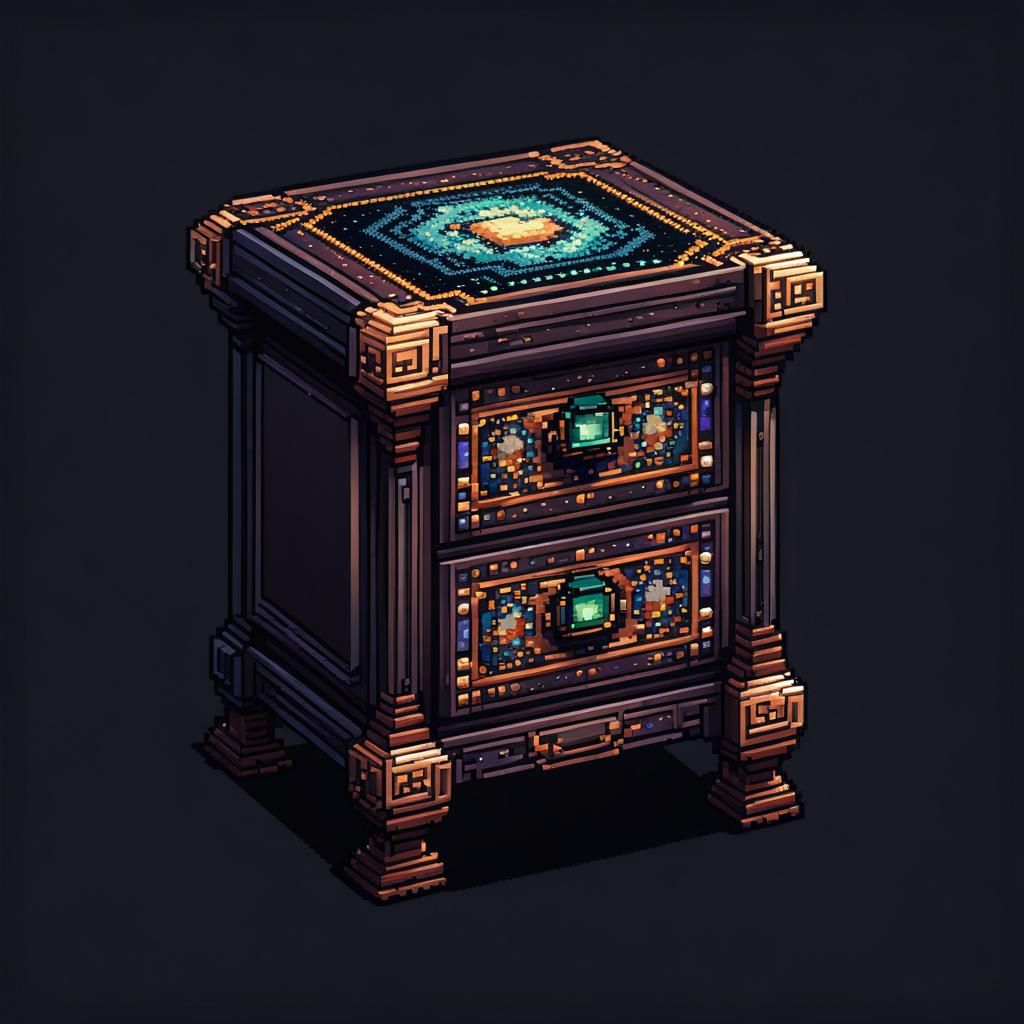 Jeweled Nightstand in 8-bit Pixel Art