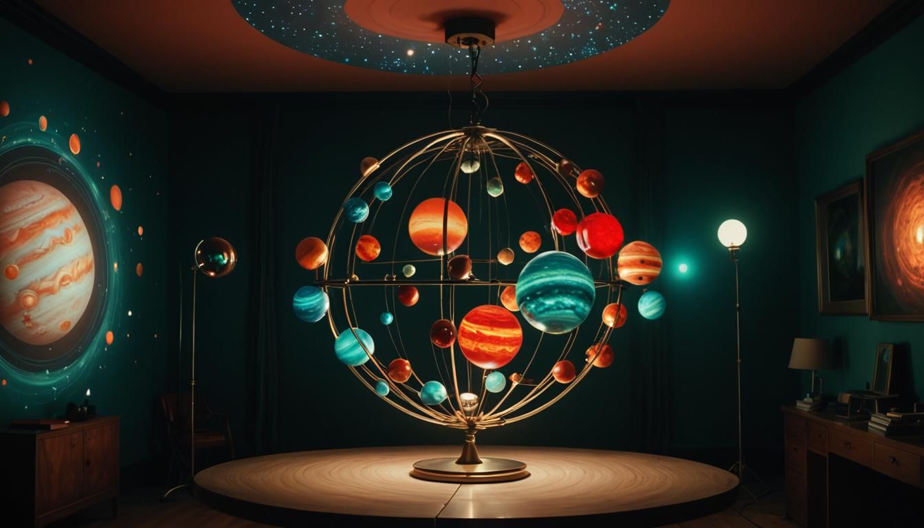Planetary Mobile Lamp in Moody Sci-Fi Style