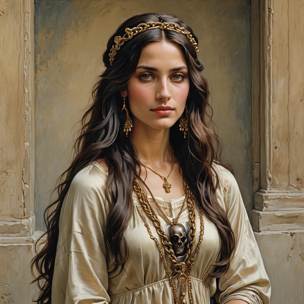 Portrait of a Gypsy Woman with Windswept Hair