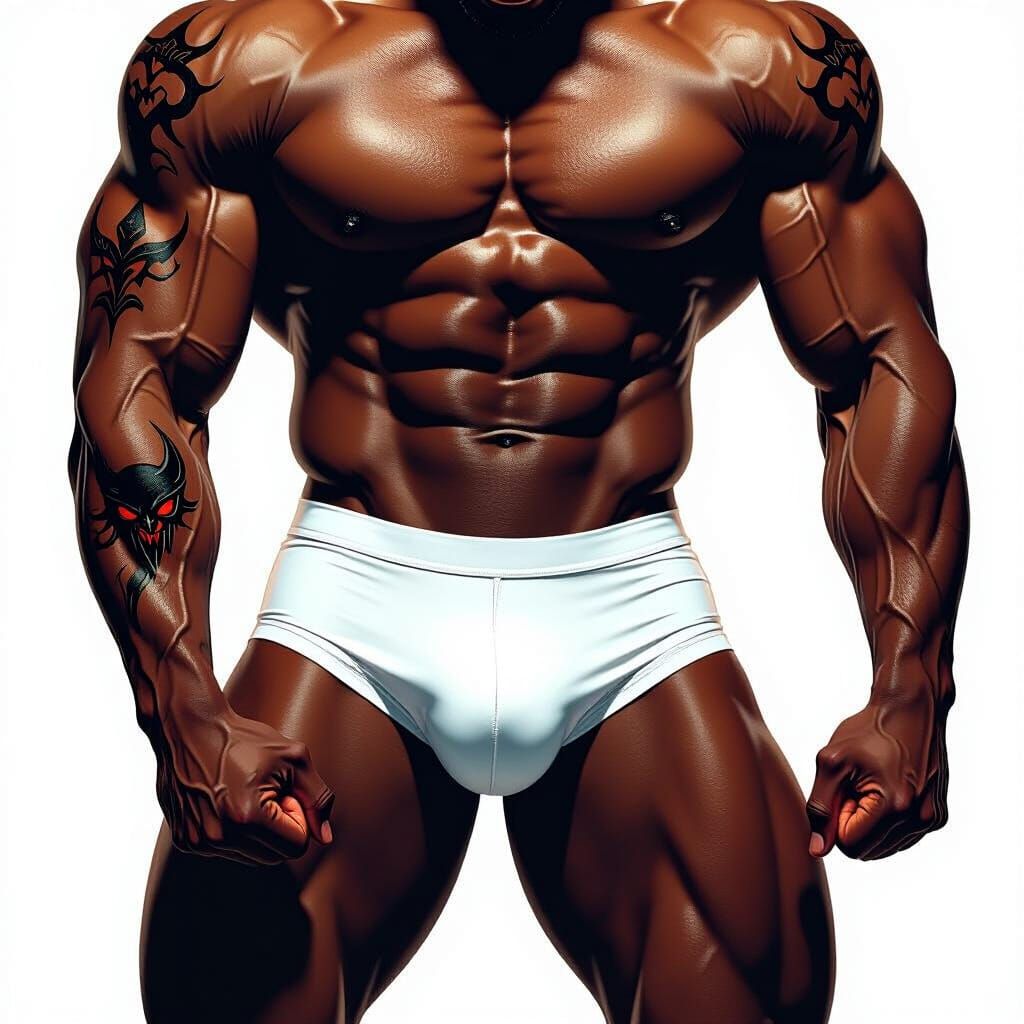 Muscular Man in Lycra Briefs: A Digital Artwork