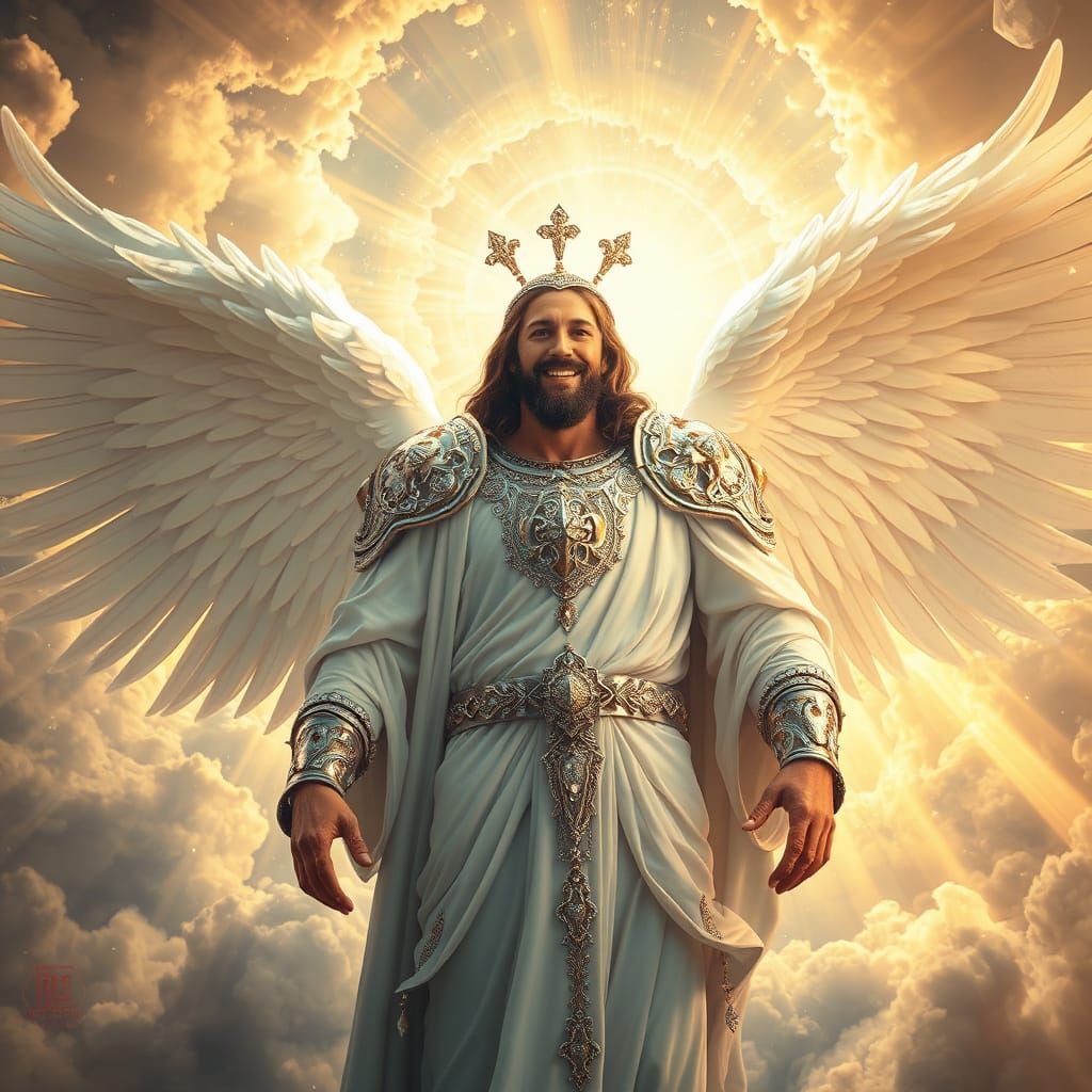 Divine Jesus Christ in Crystal Armor with Wings