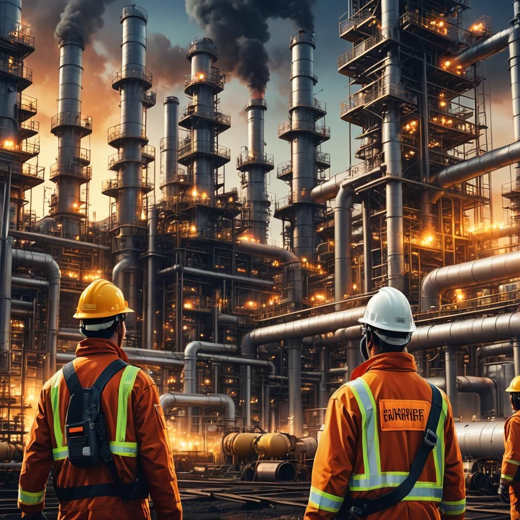Oil Refinery Safety Equipment in Detailed Matte Painting