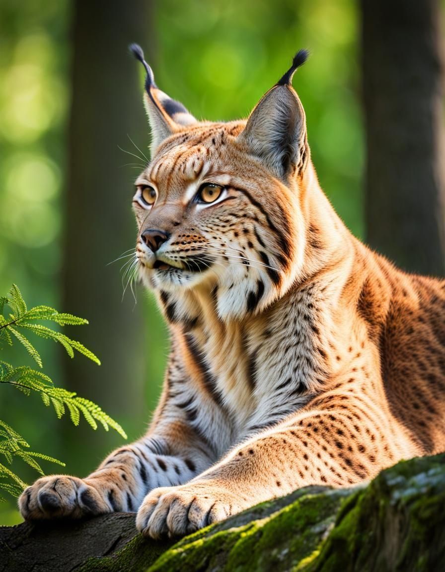 Eurasian Lynx Portrait in Summer Sunlight