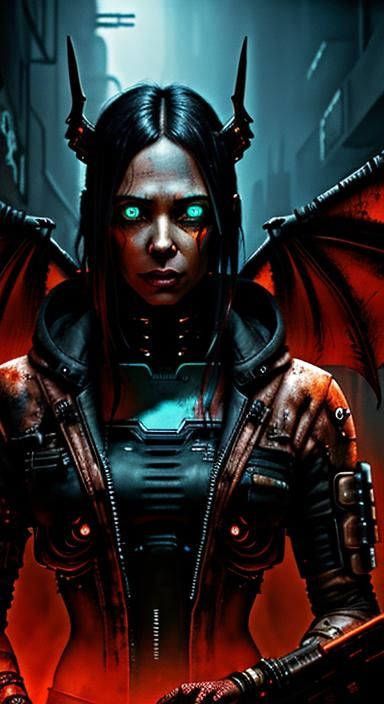 Cyberpunk Dystopia Dragon Wings in H.R. Giger's Dark Style