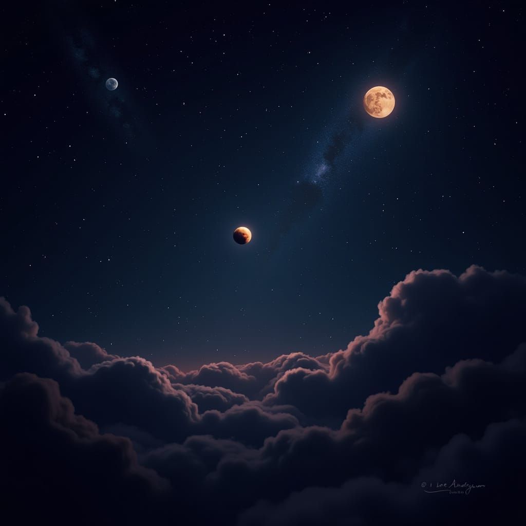 Cosmic Landscape with All Planets in the Night Sky