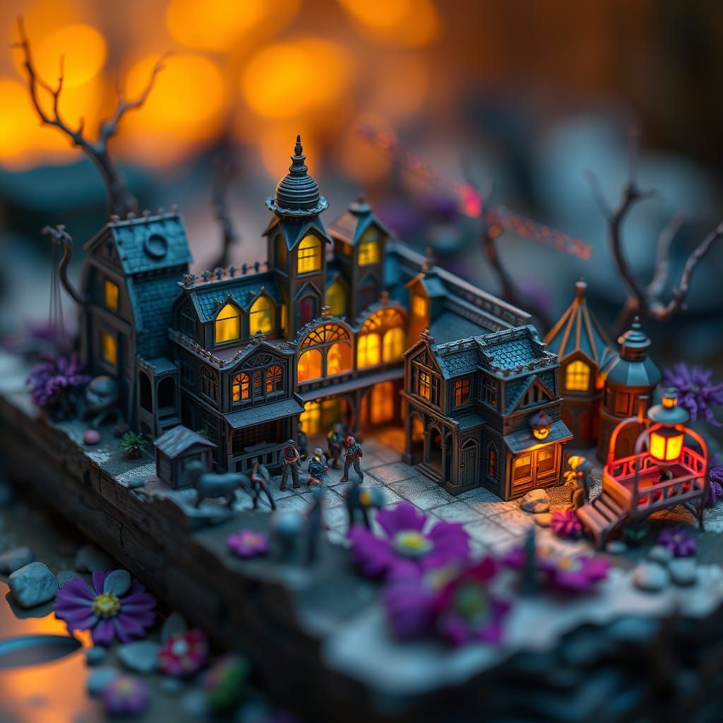 Zombie World Diorama in Tilt-Shift Style