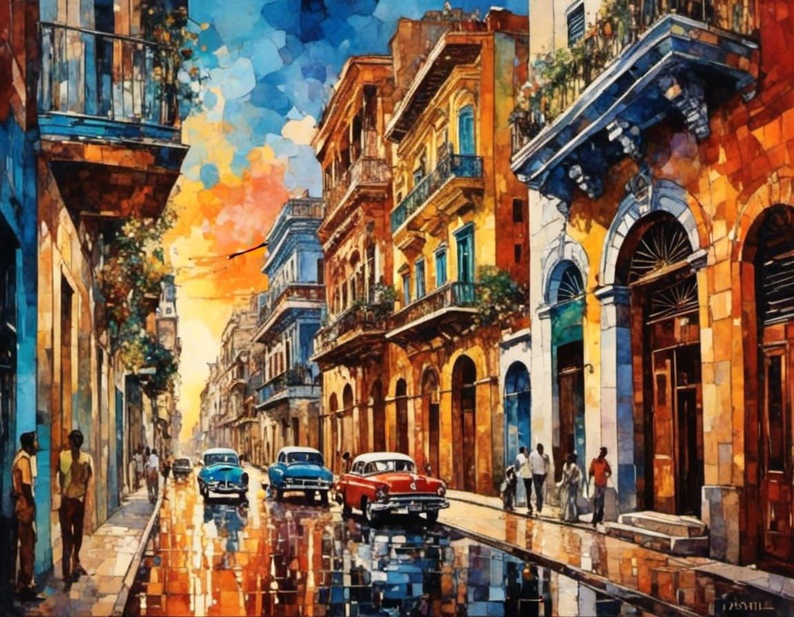 Havana Sunset in Psychedelic Style