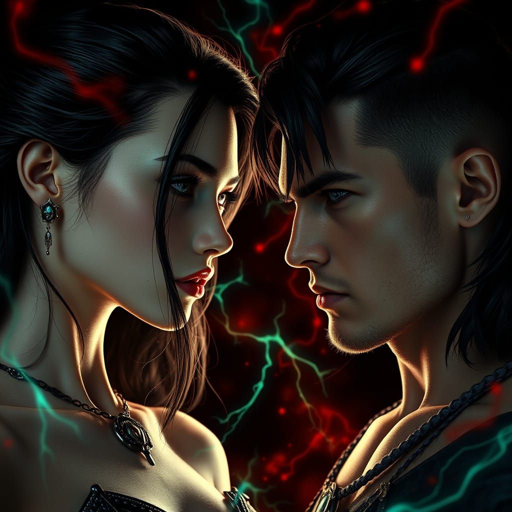 Epic Adversaries Locked in a Tense, Electrifying Gaze