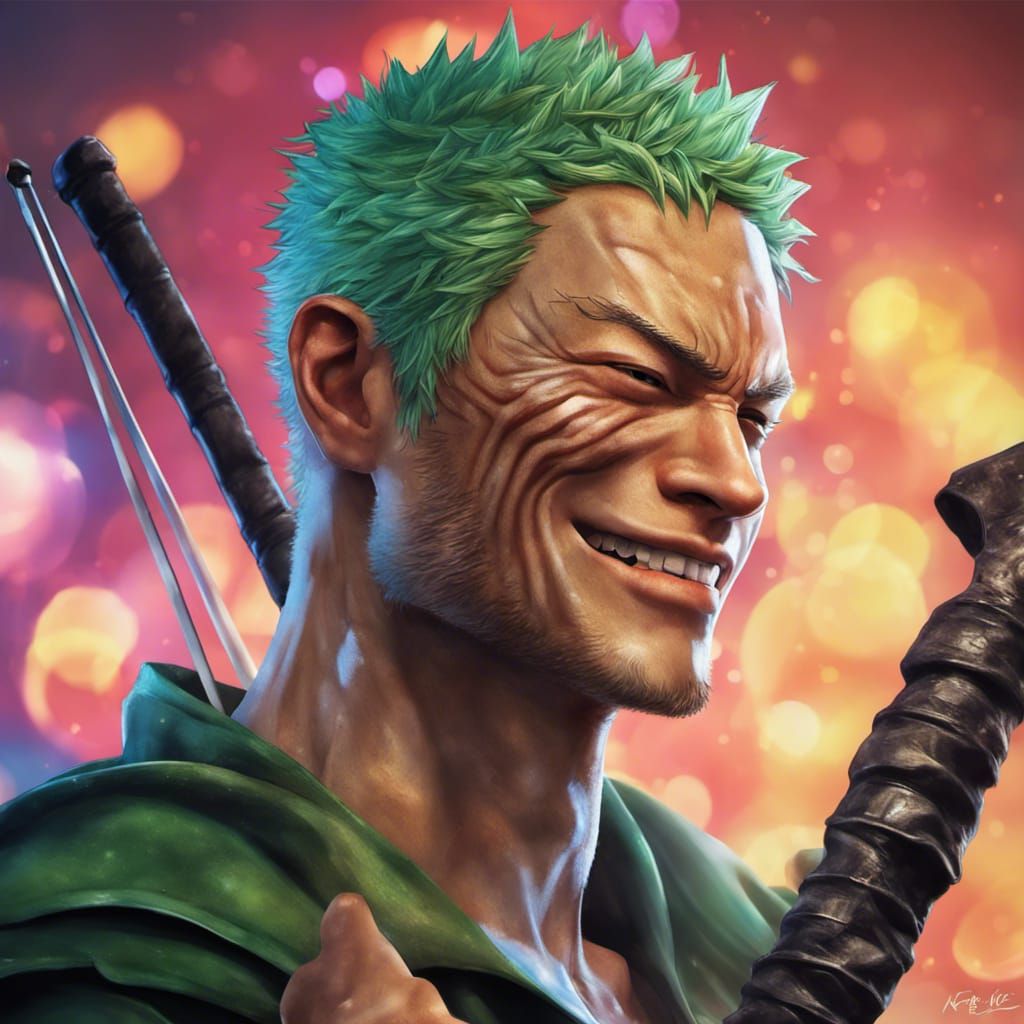 Hyperrealistic Roronoa Zoro Plays Violin with Smile