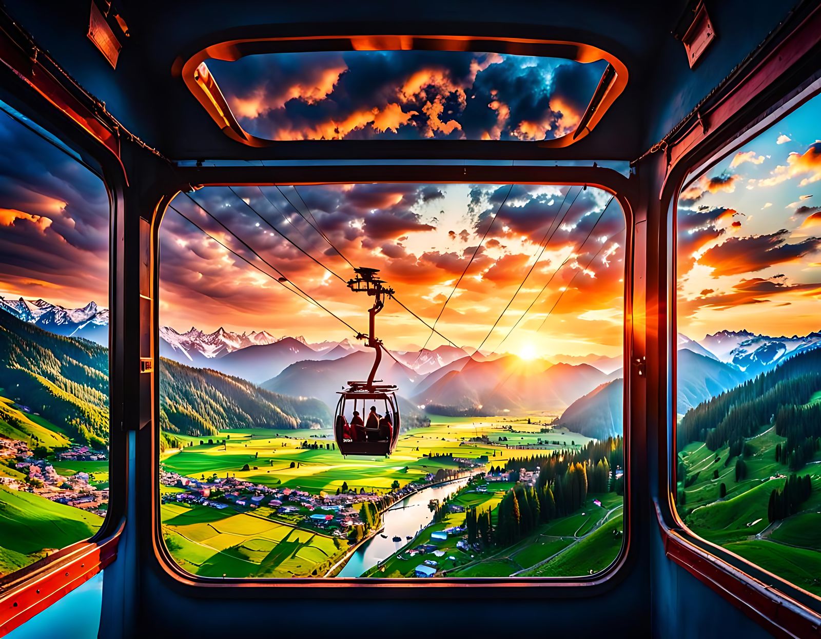 Kashmir Sunset View from Cable Car