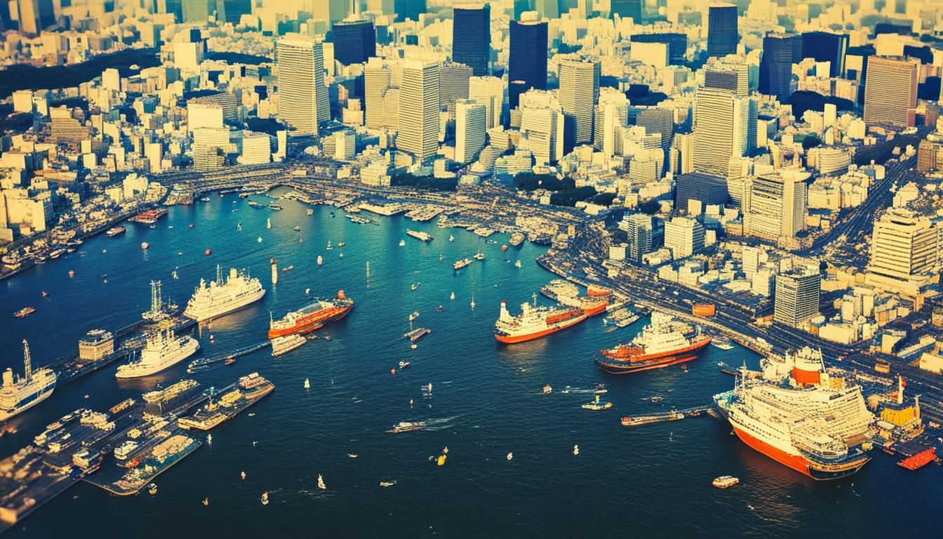 Tokyo Harbor Birdseye View in Photorealistic Style