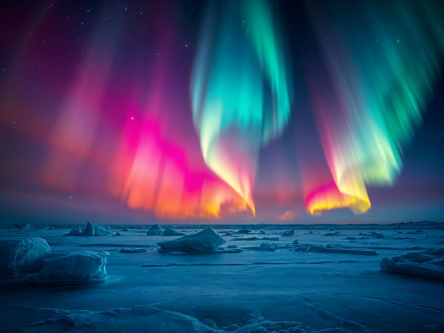 Rainbow Prisms Reflecting off Night Sky in HDR