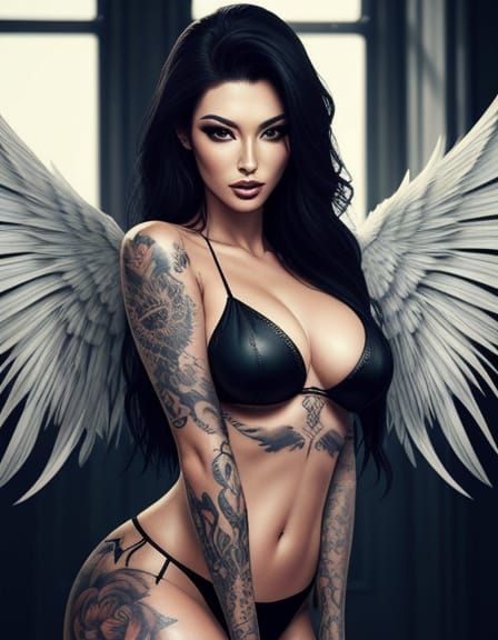 Winged Tattooed Glamour in Dreamlike Majesty