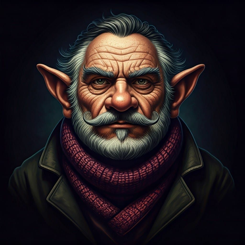 Stoic Fantasy Gnome in Baroque Etching Style