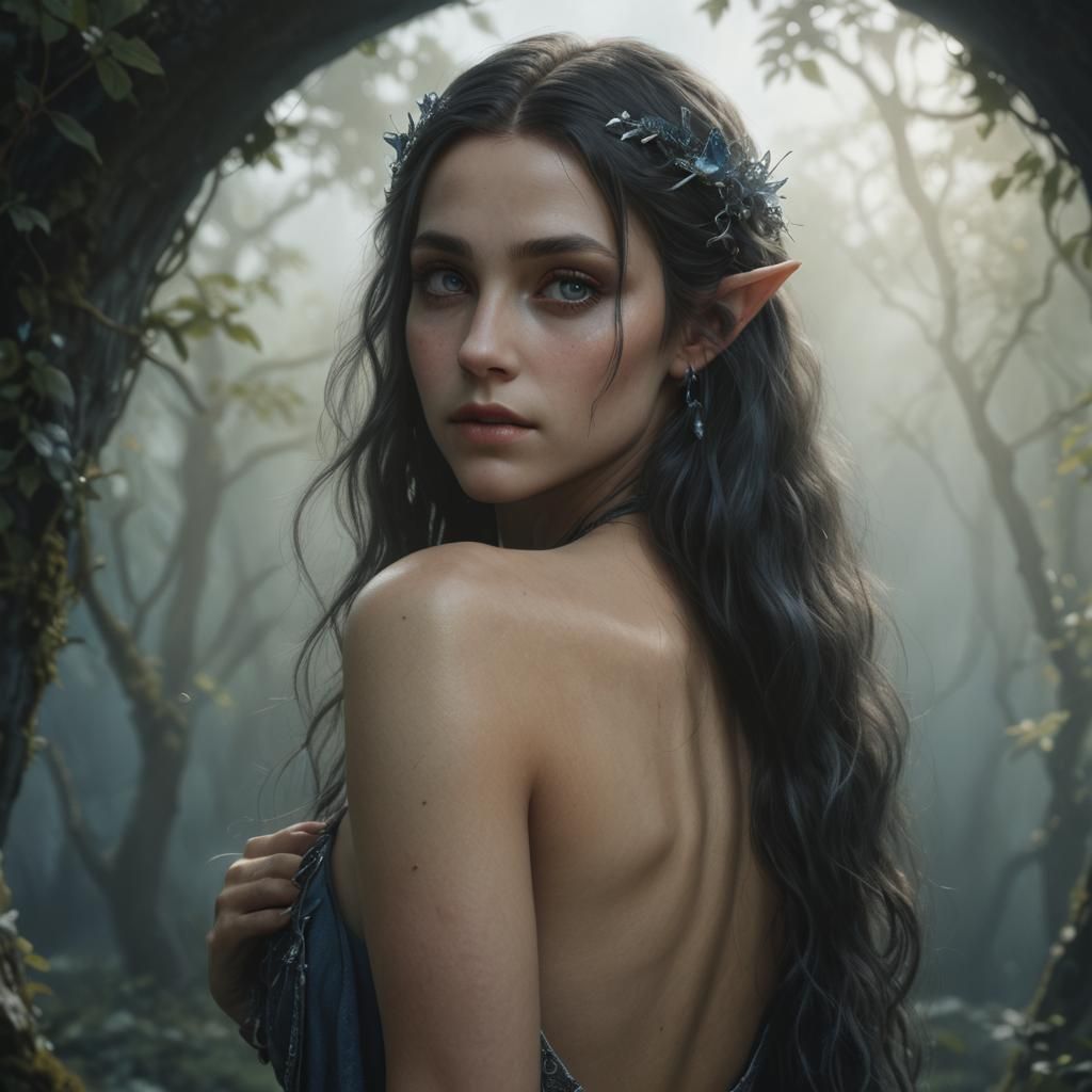 Beautiful Elf in Faerie Portrait, Photorealism Style