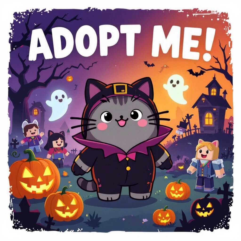 Roblox Halloween Event Poster with Pusheen