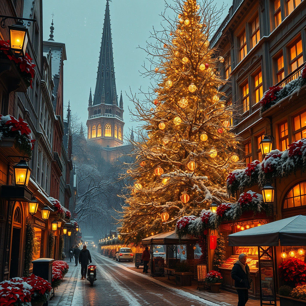Magical Christmas Metropolis in Gothic Style
