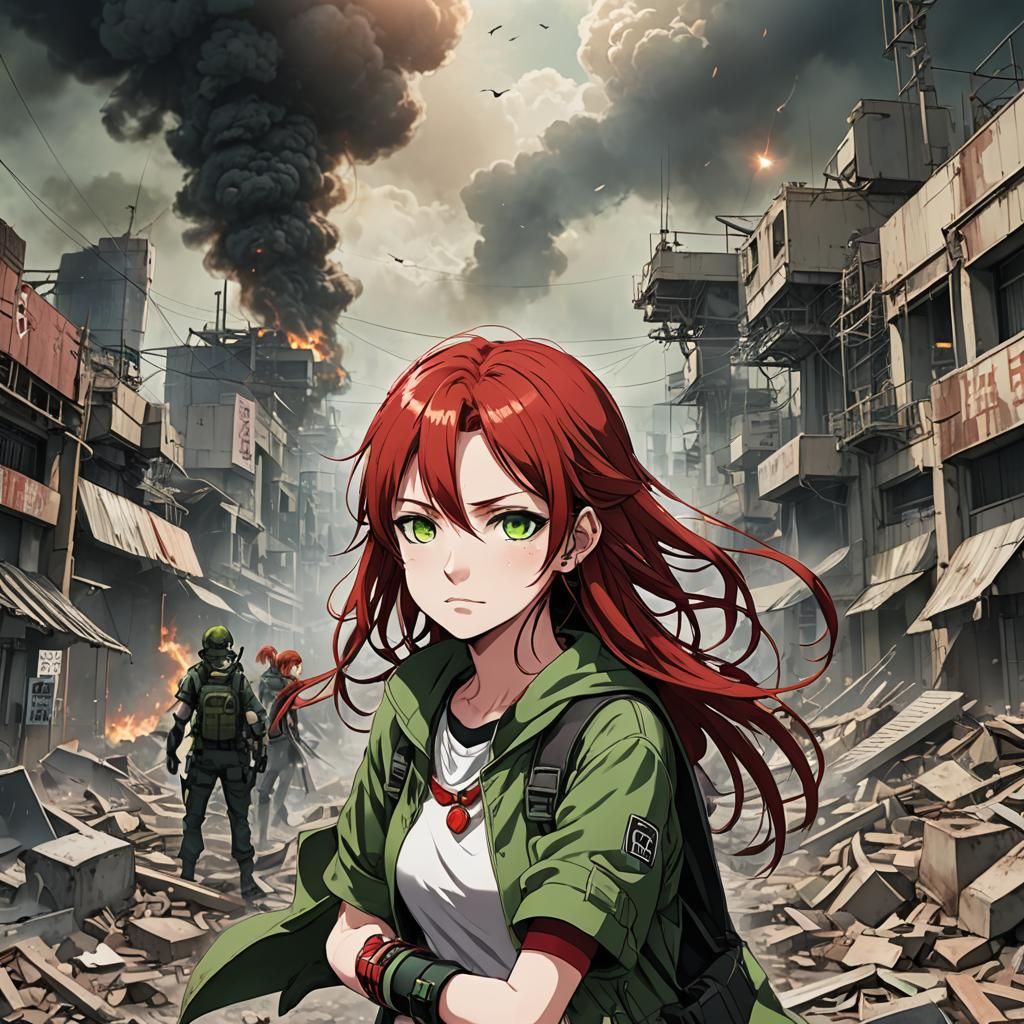Red-Haired Teenager in Anime Key Visual Style