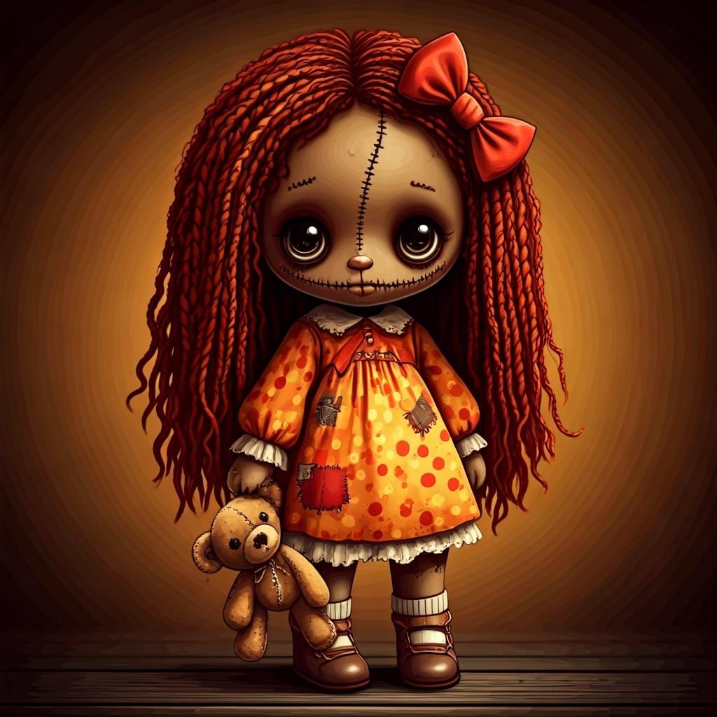 Kawaii-style Raggedy Ann Voodoo Doll