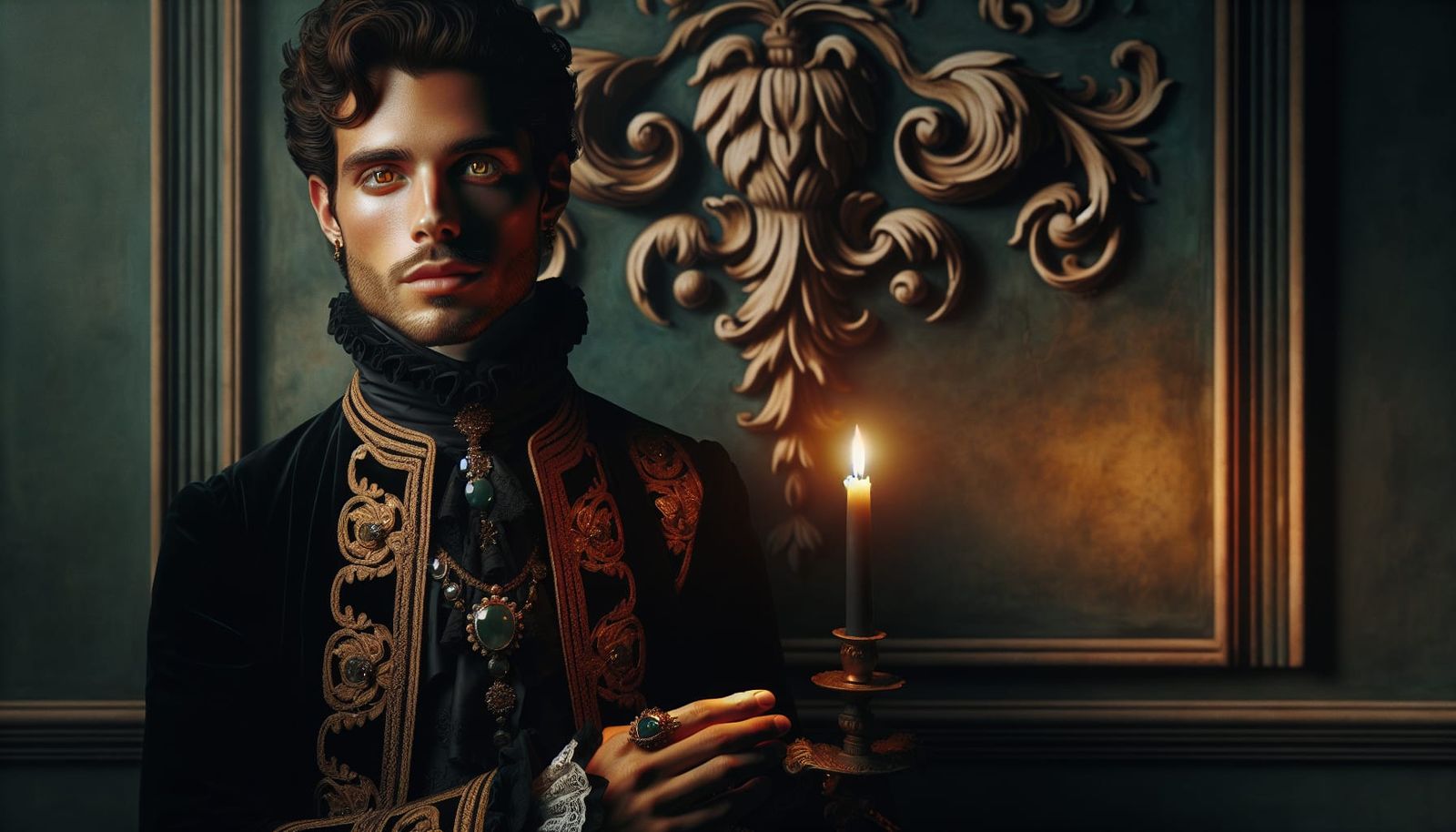 Rococo Portrait of Spanish Gentleman with Candle