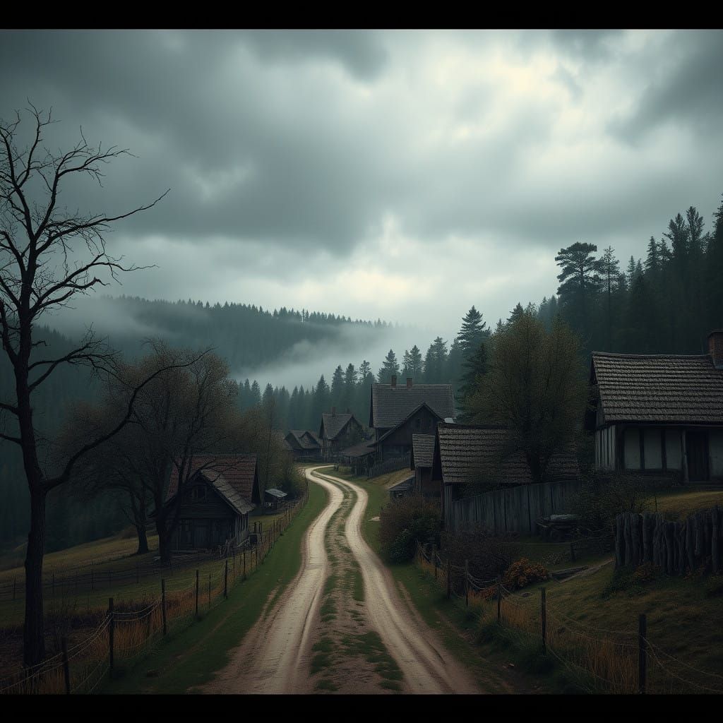 Serene Village Hid in Winding Dirt Road