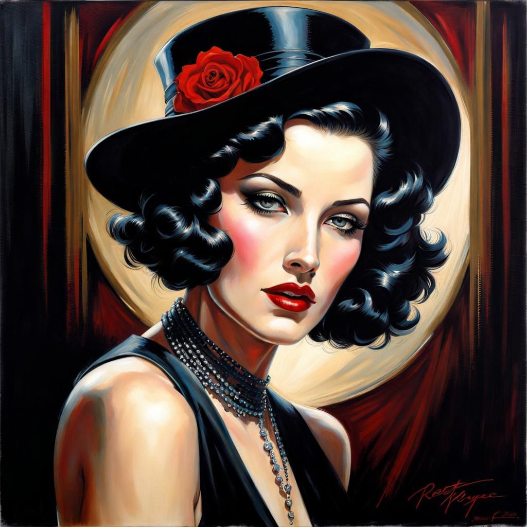 Elegant 1930s Singer in Gothic Art Style