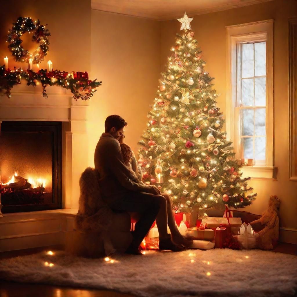 Intimate Christmas Moment in Warm Golden Light
