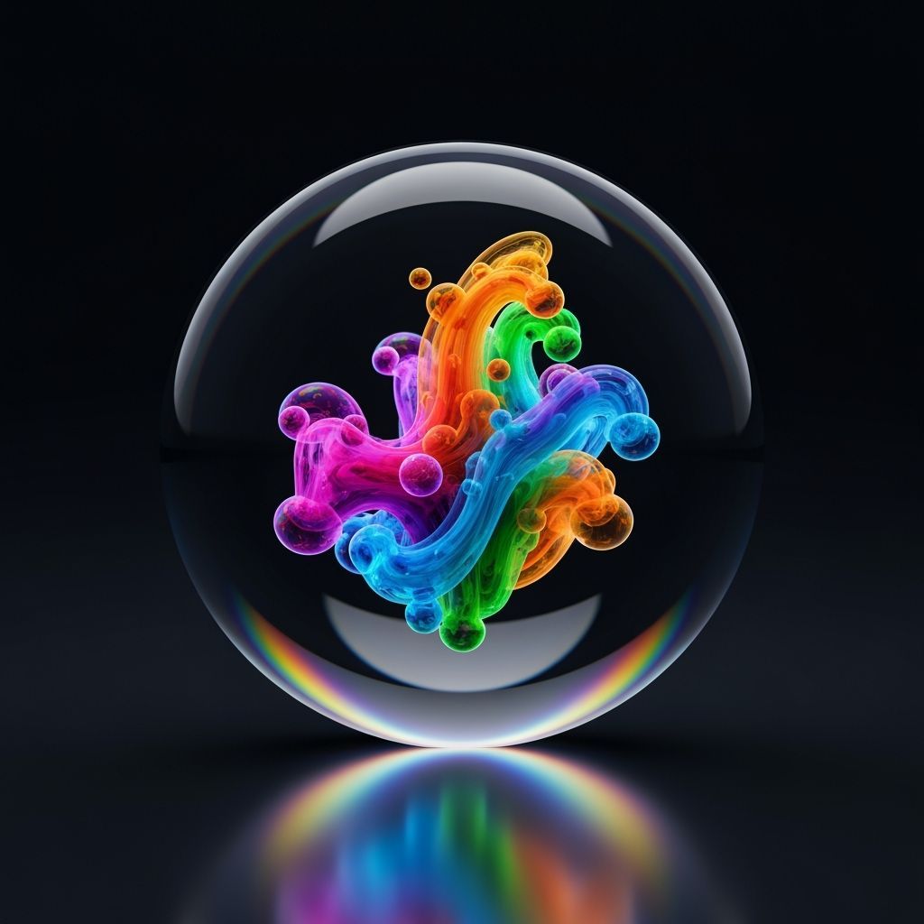 Crystal Sphere With Abstract Color Swirls