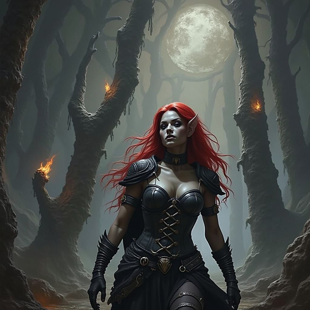 Mysterious Dark Elf Warrior in Gritty Fantasy Style