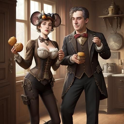 Steampunk Bachelors Catch Muffin and Mouse