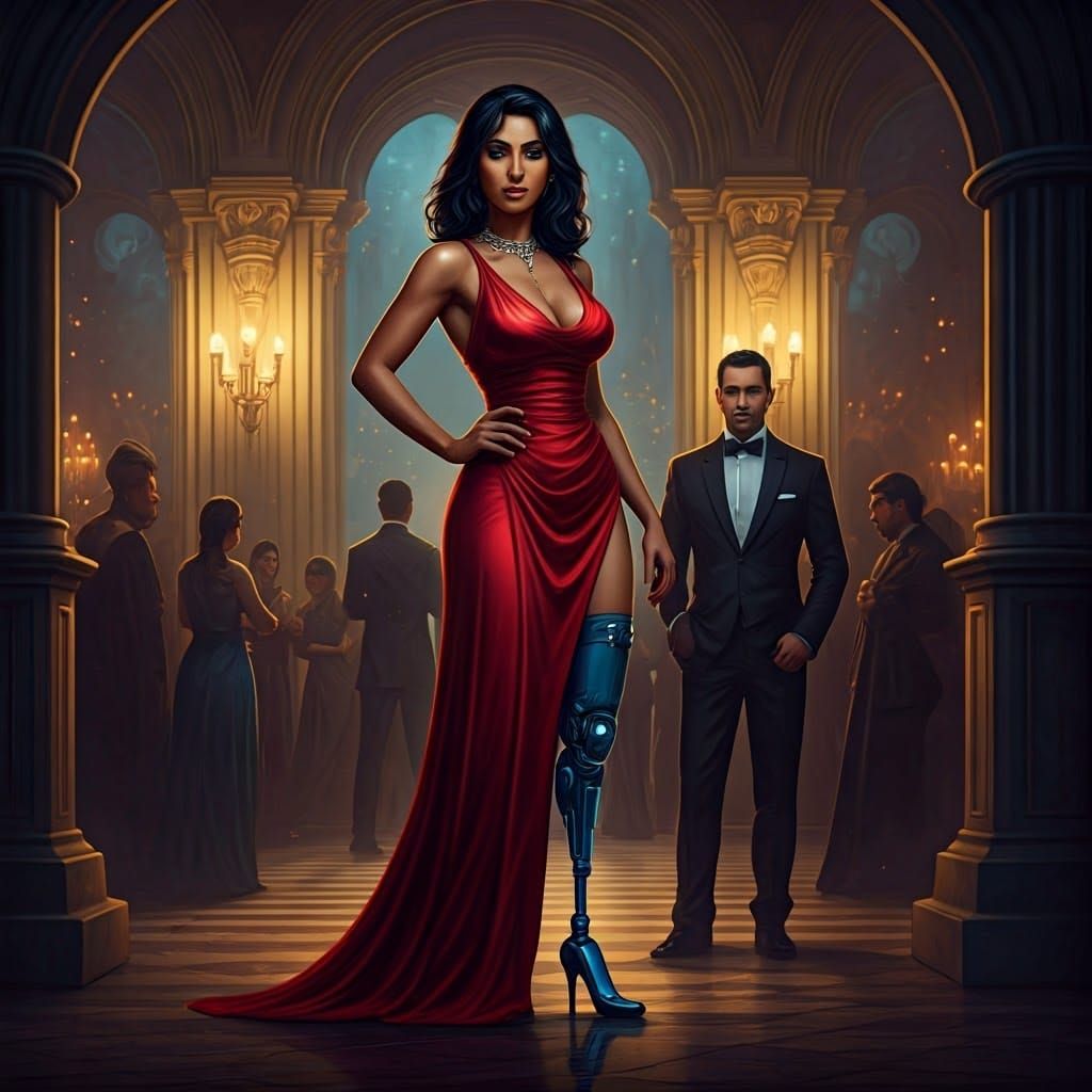 Confident Arab Woman Embodies Femme Fatale at High Society G...