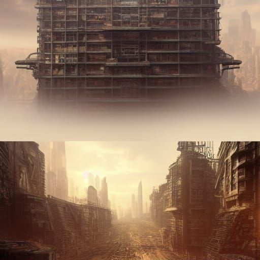 Cattlepunk City Hyperrealistic Digital Matte Painting