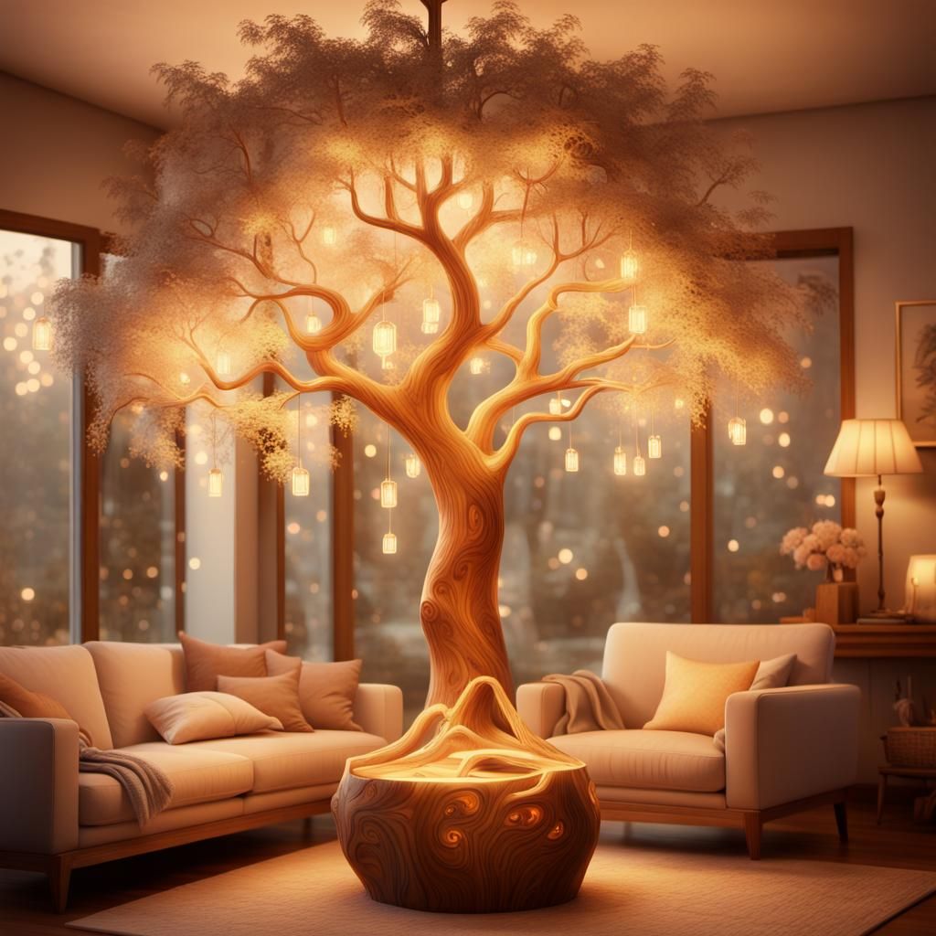 Tree Lamp Lights Cozy Family Room, Rackham Style