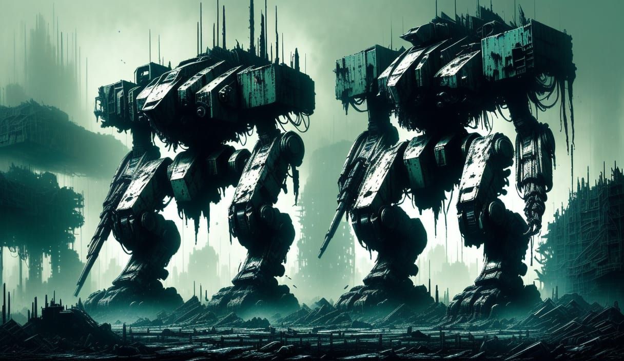 Abandoned Mecha on a Desolate Planet