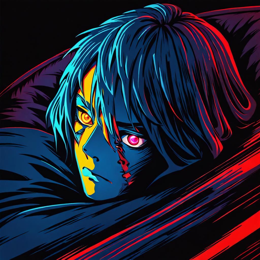 Cyberpunk Portrait: Anguish in Neon and Shadow