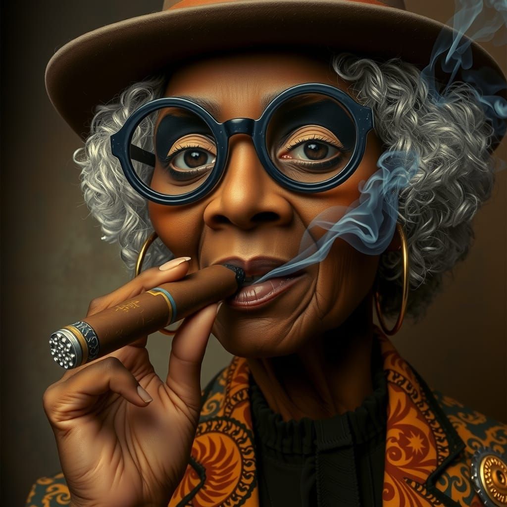 Elegant Black Woman with Cigar in HD Portrait