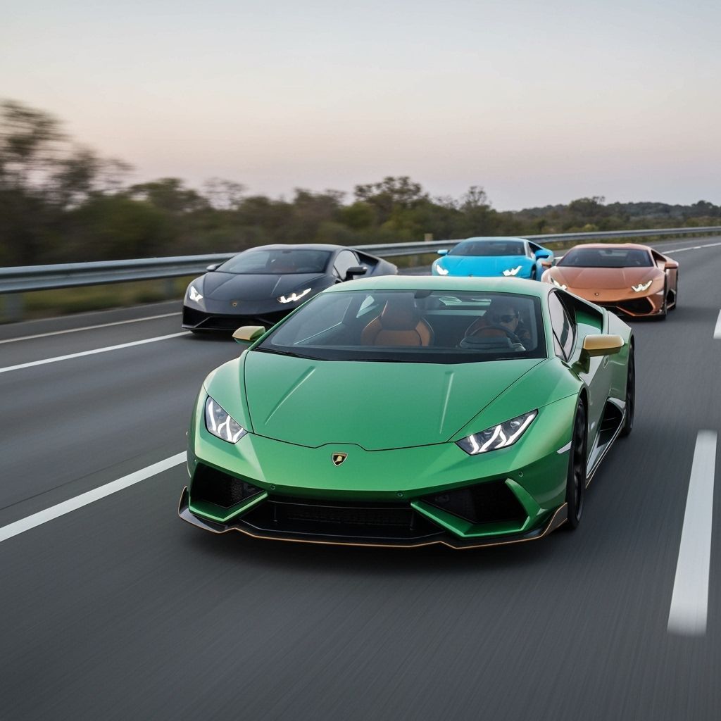Lamborghini Huracán Cars Speeding on Highway