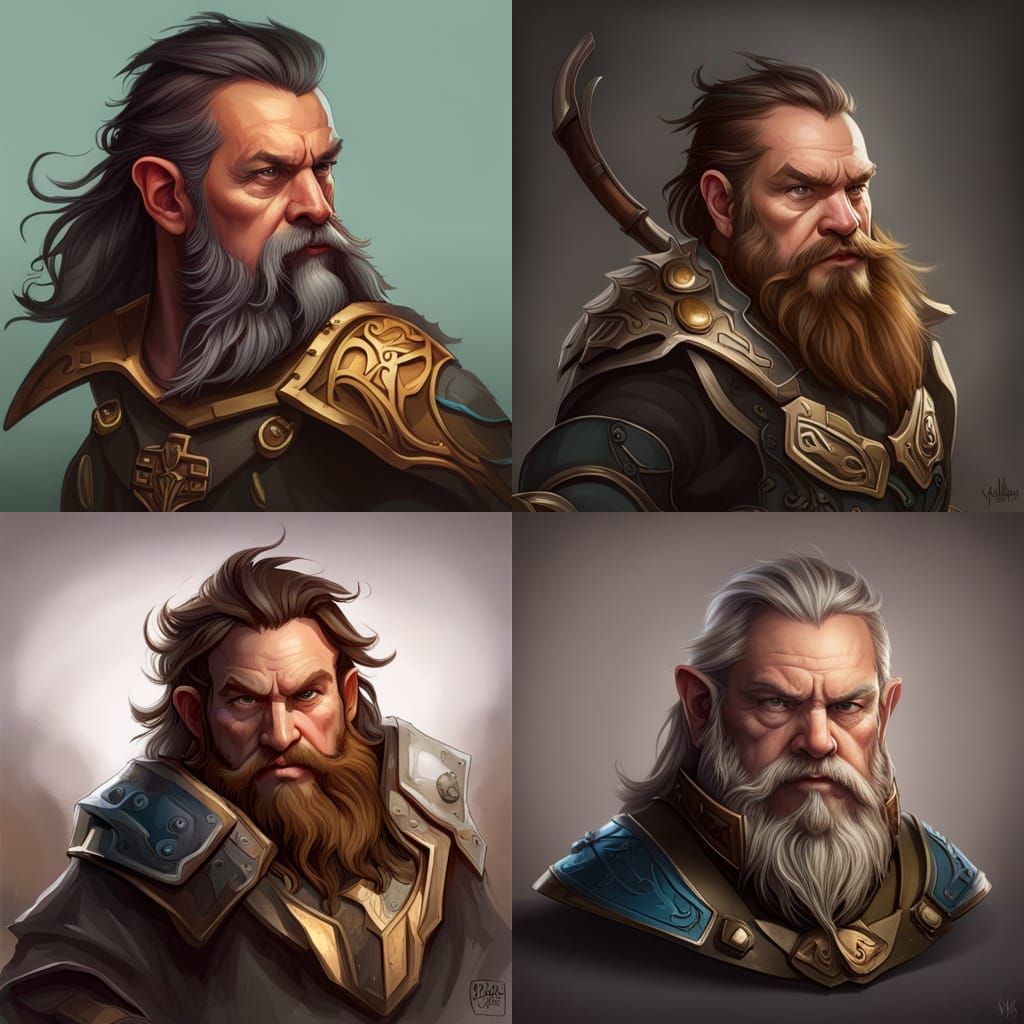 Fantasy Warrior Dwarf Portrait in Artstation Style