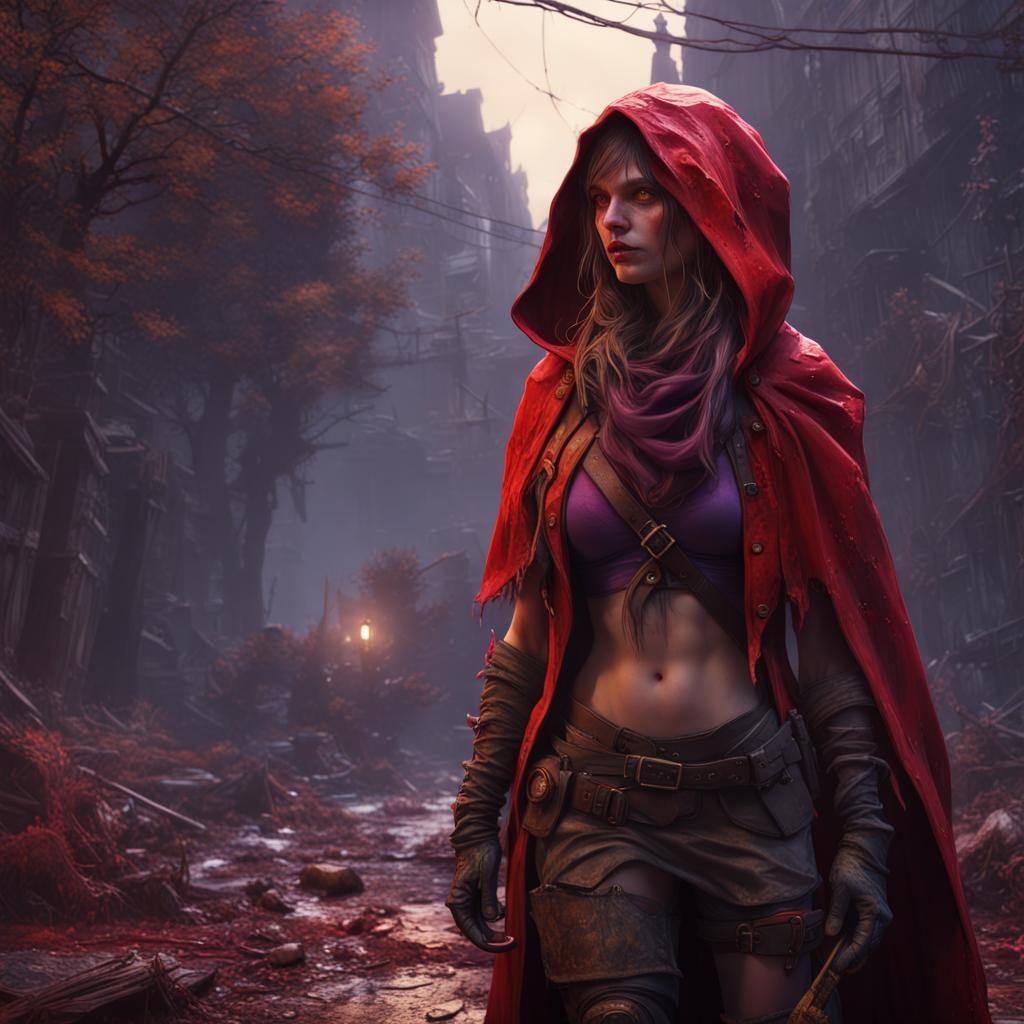 Post-Apocalyptic Red Riding Hood Dark Fantasy Art