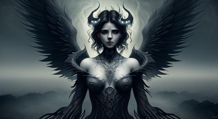 man, male angel with black angel wings, angel of death, hell...