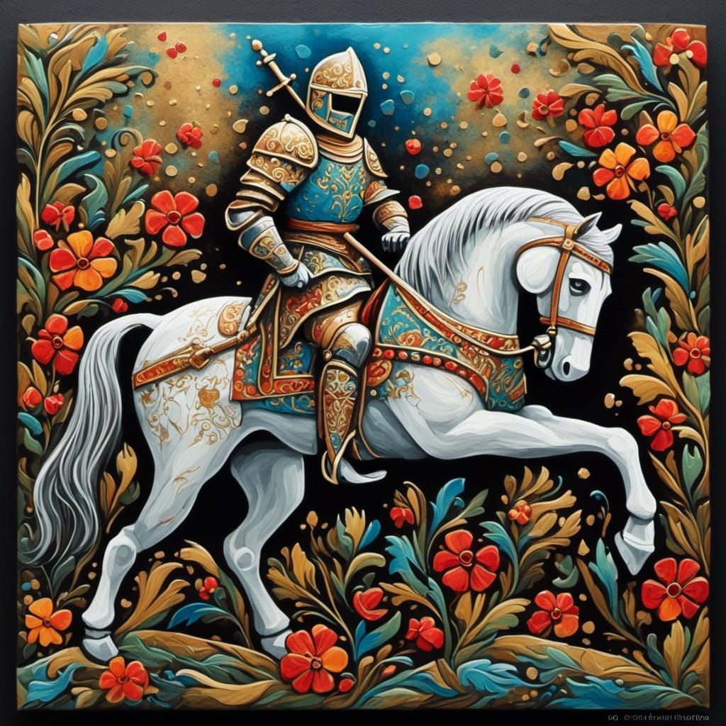 Minimalist Medieval Knight Painting