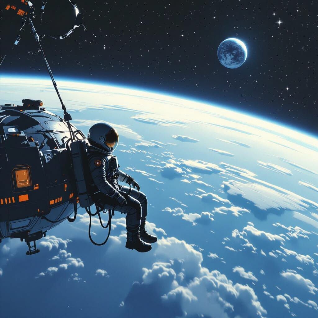 Astronaut Adrift in Space, Sci-Fi Style