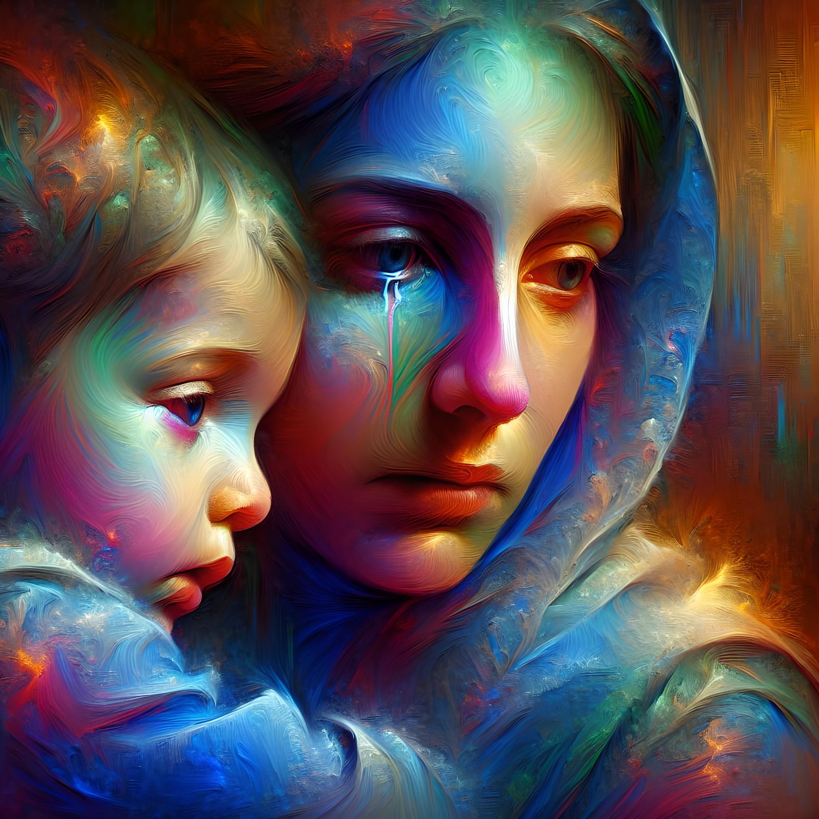 Touching Mother and Child Portrait in 8k Resolution