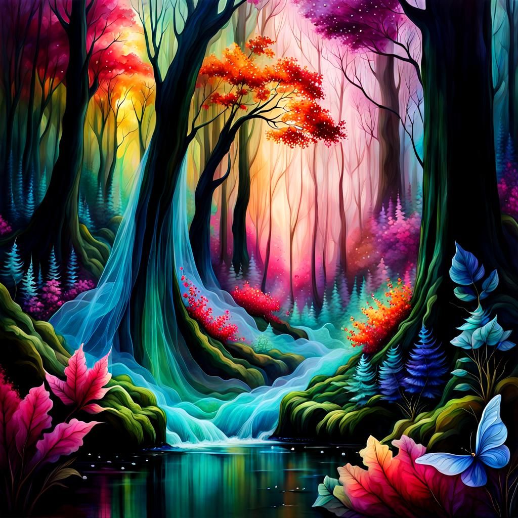 Ethereal Tulle Forest with Magical Glow