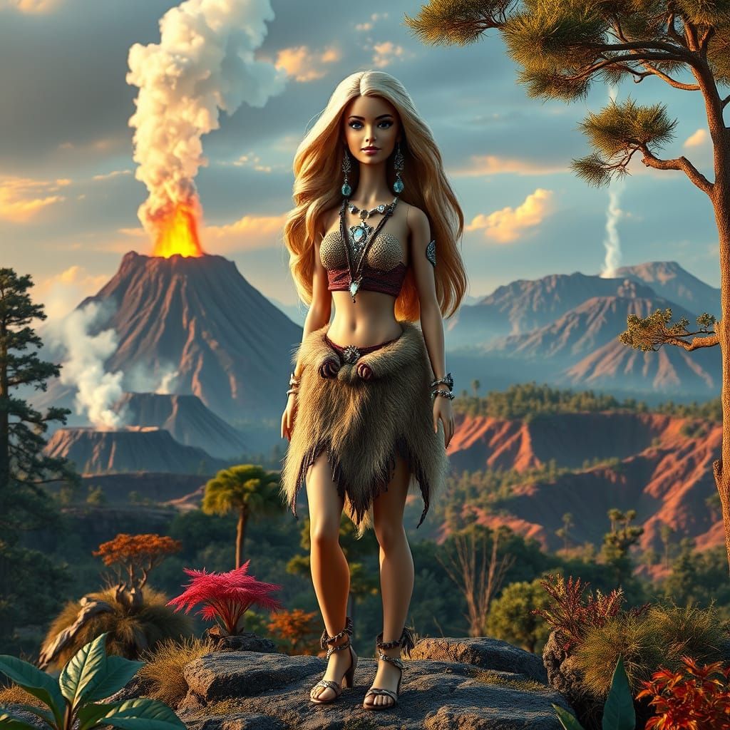 Primitive Goddess in Prehistoric Paradise