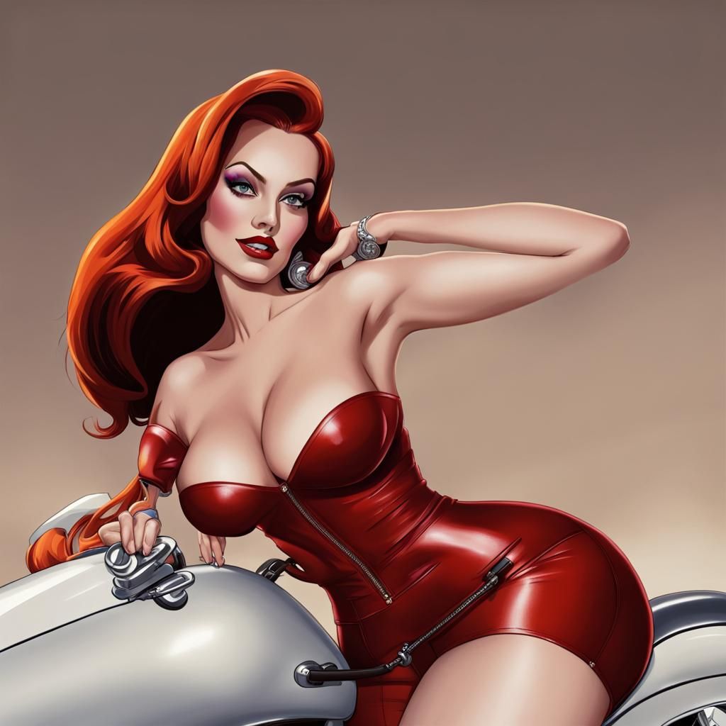 Jessica Rabbit on Harley Davidson Motorcycle