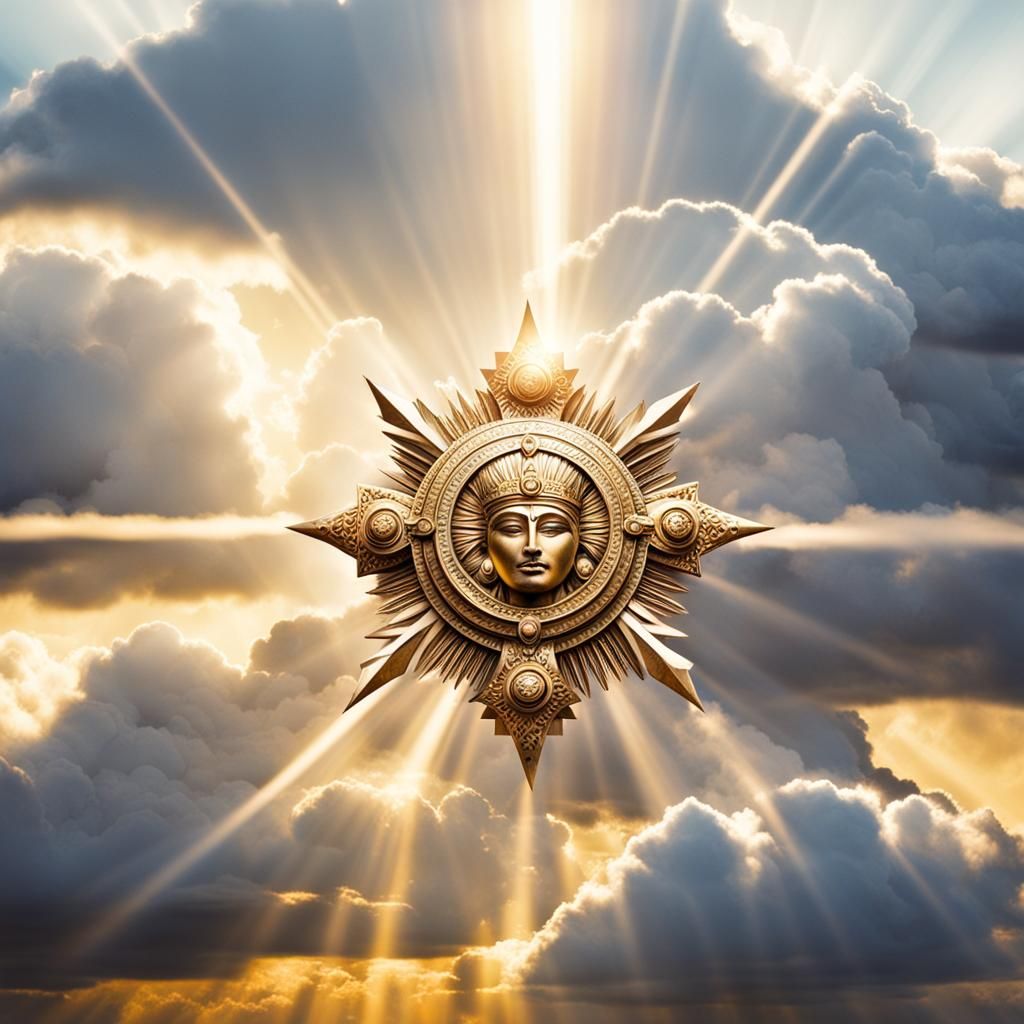 Heavenly Sunshine Beams Through Divine Clouds