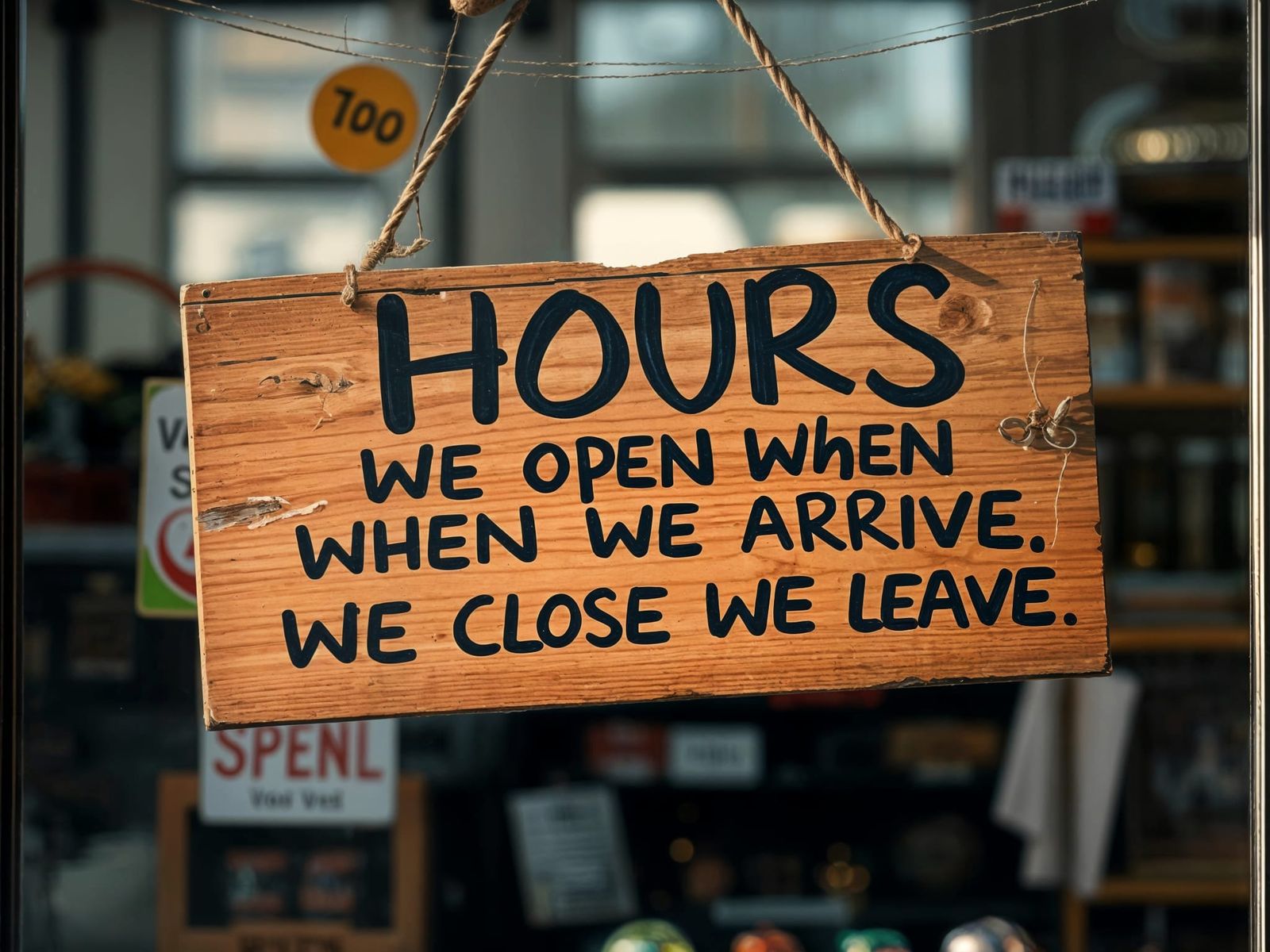 Market Sign in Candid Moment