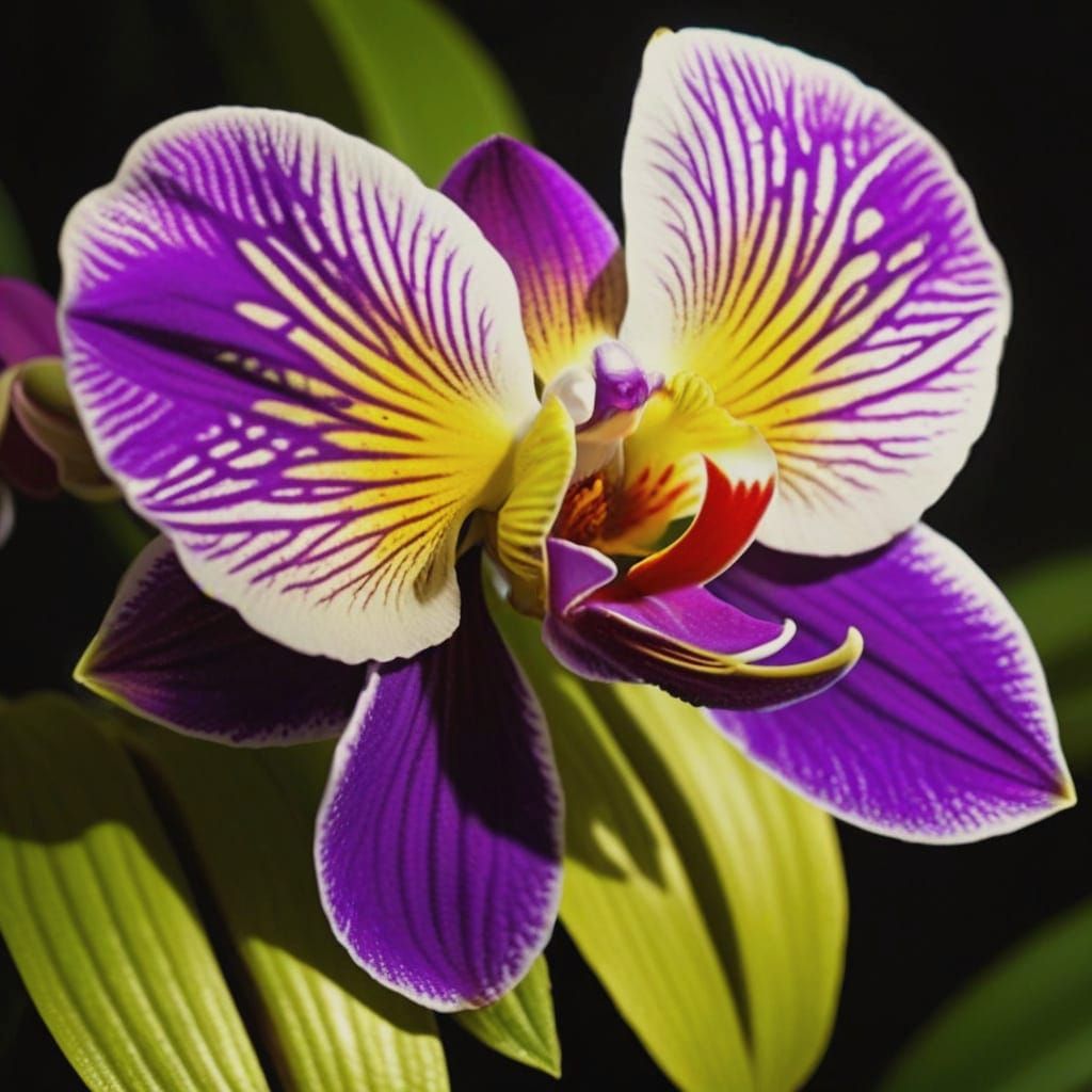 Exquisite Orchid Macro Photo with Sunbeams
