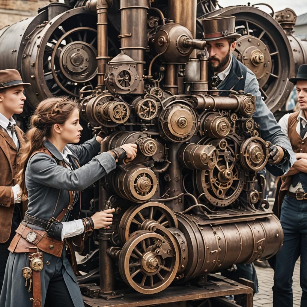 Bullying Fight in Schoolyard with Steampunk Engine